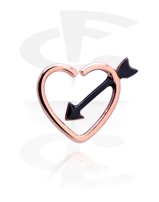 Pírsingové krúžky, Spojitý krúžok v tvare srdca (chirurgická oceľ, ružové zlato, lesklý povrch), Chirurgická oceľ 316L pozlátená ružovým zlatom, Chirurgická oceľ 316L