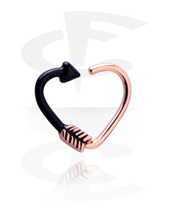 Piercingringar, Heart-shaped continuous ring (surgical steel, rose gold, shiny finish), Roséförgyllt kirurgiskt stål 316L, Kirurgiskt stål 316L