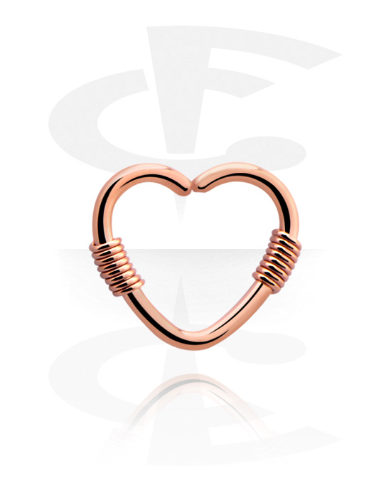 Piercing Ringe, Hjerteformet evighedsring (kirurgisk stål, rosenguld, blank finish), Rosaforgyldt kirurgisk stål 316L