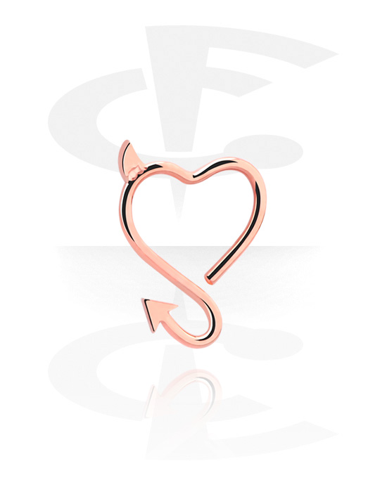 Rinke, Neskončni obroček v obliki srca (kirurško jeklo, rožnatozlat, sijoč zaključek), Z rožnatim zlatom pozlačeno kirurško jeklo 316L