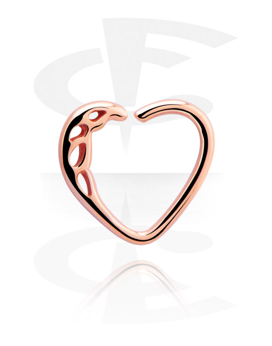 Anneaux, Anneau continu en forme de coeur (acier chirurgical, or rosé, finition brillante), Acier chirurgical 316L ,  Plaqué or rose