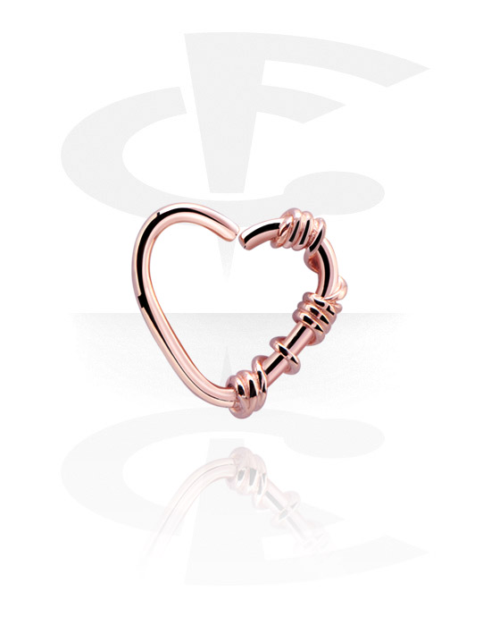 Piercingové kroužky, Spojitý kroužek ve tvaru srdce (chirurgická ocel, růžové zlato, lesklý povrch), Chirurgická ocel 316L pozlacená růžovým zlatem