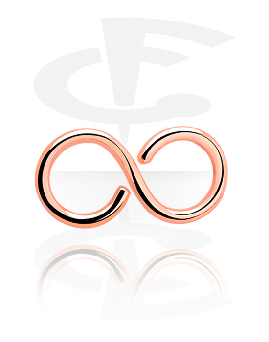 Anéis piercing, Continuous ring "símbolo do infinito" (aço cirúrgico, ouro rosé, acabamento brilhante), Aço cirúrgico 316L banhado a ouro rosé