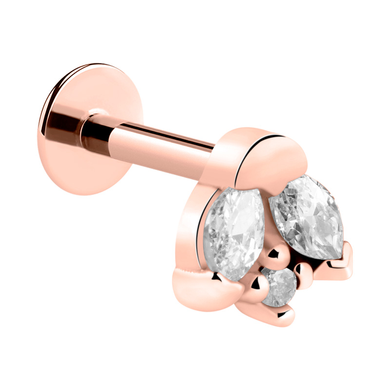Labret à filetage interne Acier chirurgical 316L/Acier chirurgical 316L / Plaqué or rose Labrets