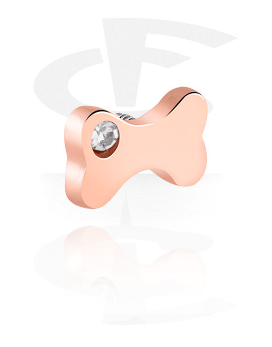 Bunkice, palčke in še več, Nastavek za 1,2-mm palčke z notranjim navojem (kirurško jeklo, rožnatozlat, sijoč zaključek) s/z Kristalni kamen, Z rožnatim zlatom pozlačeno kirurško jeklo 316L
