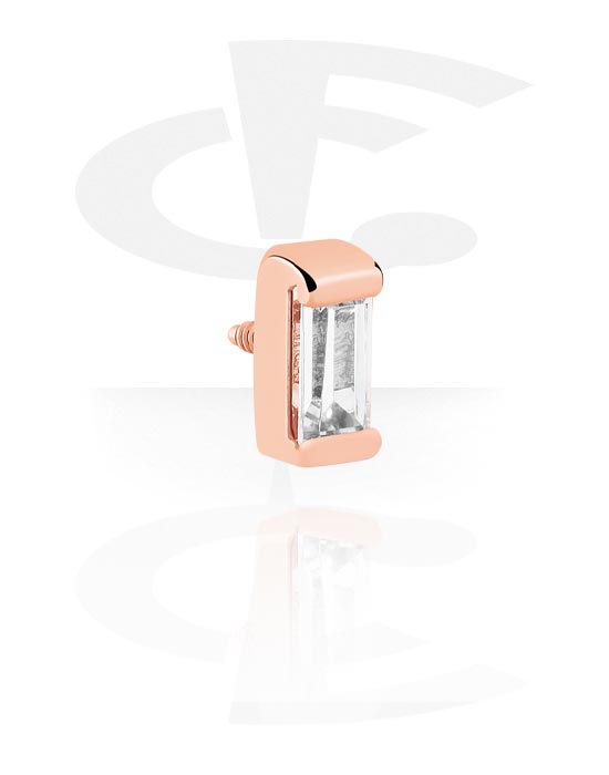 Bolas, barras & más, Accesorio para barras con rosca interior de 1.2 mm con brillante, Acero quirúrgico 316L chapado en oro rosa