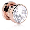 Alagutak és dugók, Screw-on tunnel (surgical steel, rose gold) val vel Kristálykő, Rózsa-aranyozott sebészeti acél, 316L