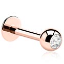Labretit, Labret (surgical steel, rose gold, shiny finish) kanssa kristallikivi, Ruusukultapinnoitteinen kirurginteräs 316L