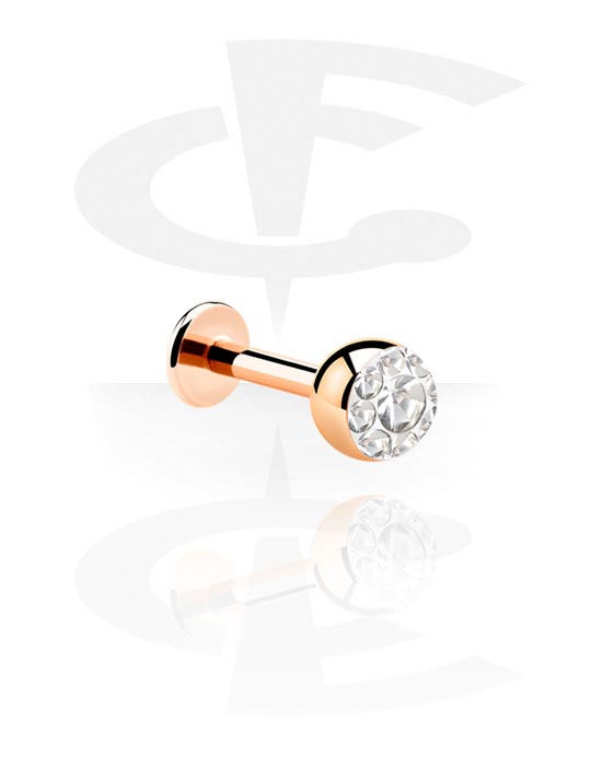 Labrets, Labret (surgical steel, rose gold, shiny finish) with Jewelled Ball, Rose Gold Plated Surgical Steel 316L