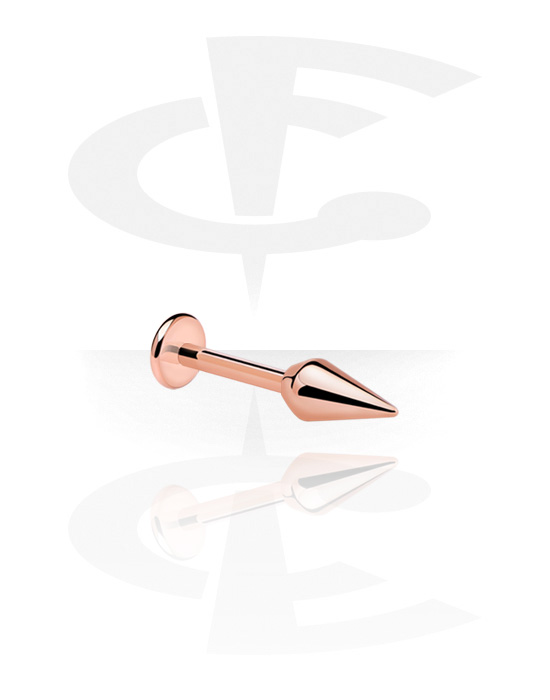 Labrets, Labret (surgical steel, rose gold, shiny finish) avec cône, Acier chirurgical 316L ,  Plaqué or rose