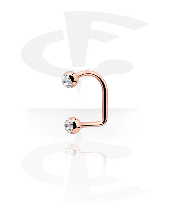 Labretter, Double Jewelled Lip Hoop, Rosegold Plated Surgical Steel 316L