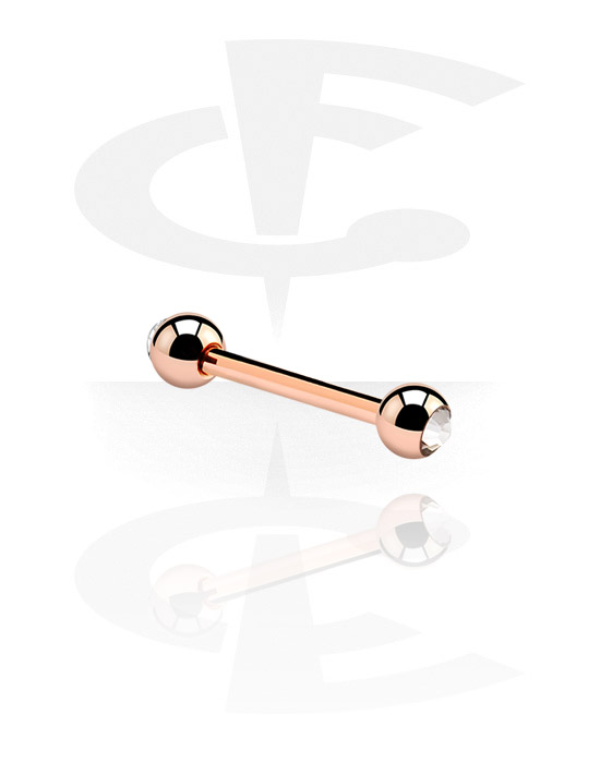 Sztangi, Barbell with Jewelled Balls, Rosegold Plated Steel