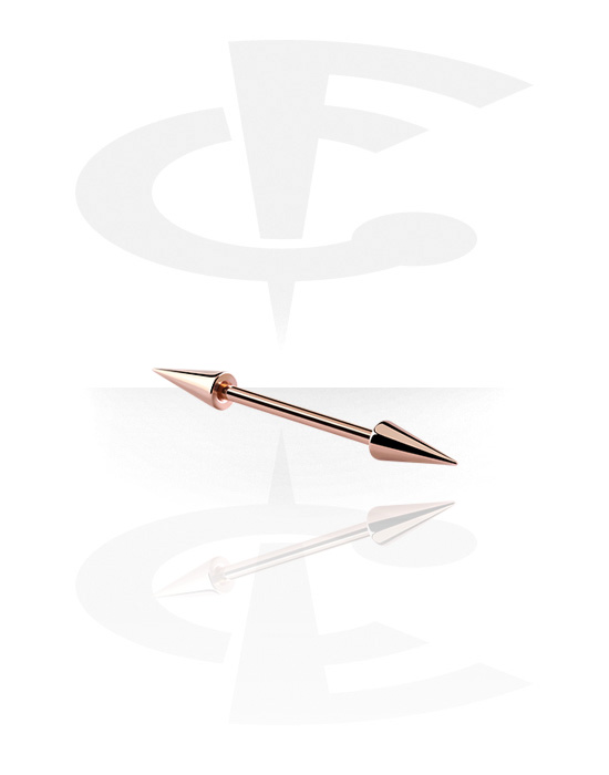 Barbeller, Barbell with Cones, Rosegold Plated Surgical Steel 316L
