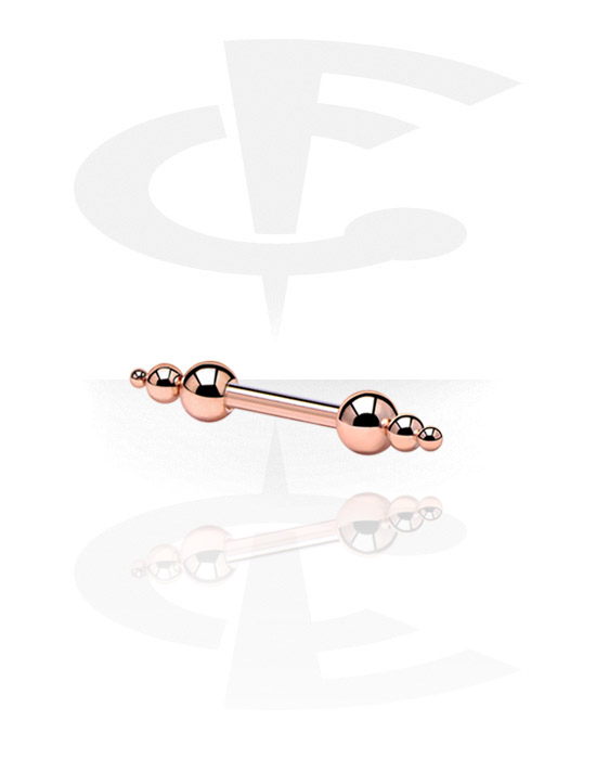 Barbeller, Barbell with Pyramids, Rosegold Plated Surgical Steel 316L