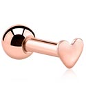 Helix & Tragus, Tragus piercing s designem srdce, Chirurgická ocel 316L pozlacená růžovým zlatem