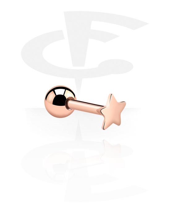 Helix & Tragus, Tragus Piercing with star design, Rose Gold Plated Surgical Steel 316L