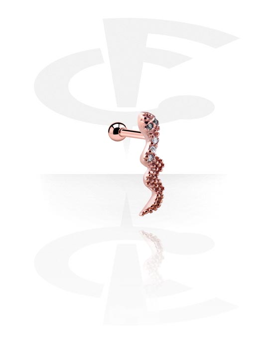 Helix & Tragus, Tragus-piercing med charm, Rosegold Plated Surgical Steel 316L
