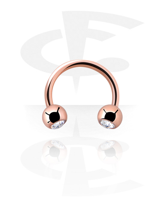 Podkówki, Double Jewelled  Circular Barbell, Rosegold Plated Steel