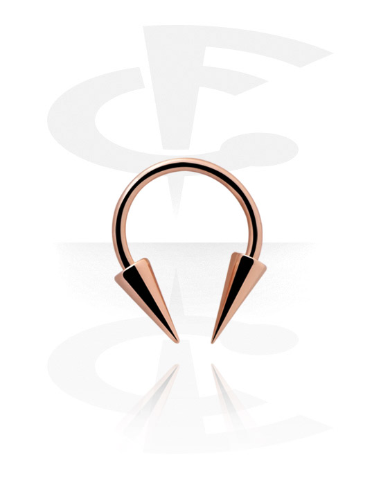 Circular Barbells, Circular Barbell with Long Cones, Rose Gold Plated Surgical Steel 316L