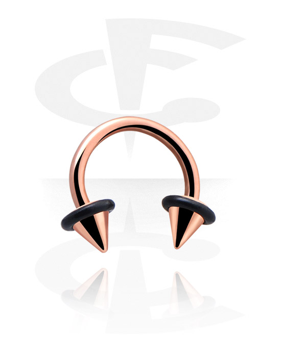 Circular Barbells, Circular Barbell with cones and O-rings, Rose Gold Plated Surgical Steel 316L