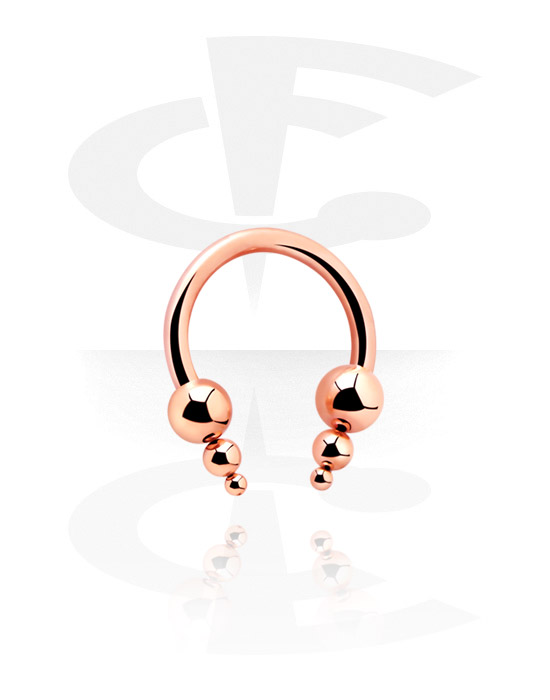 Podkówki, Circular Barbell with Pyramides, Rosegold Plated Steel