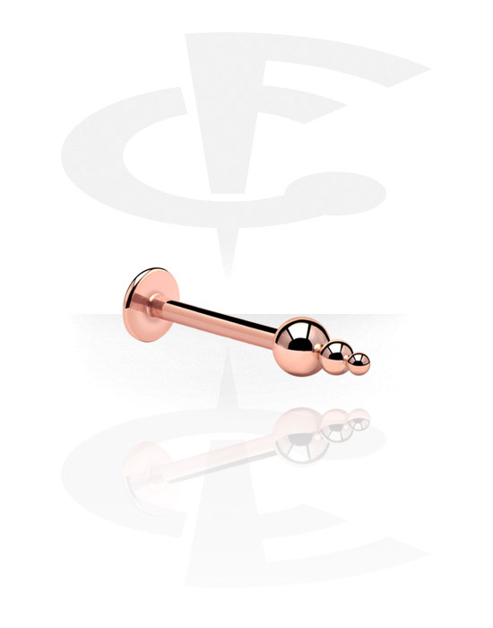 Labrety, Labret with Pyramides, Rosegold Plated Steel