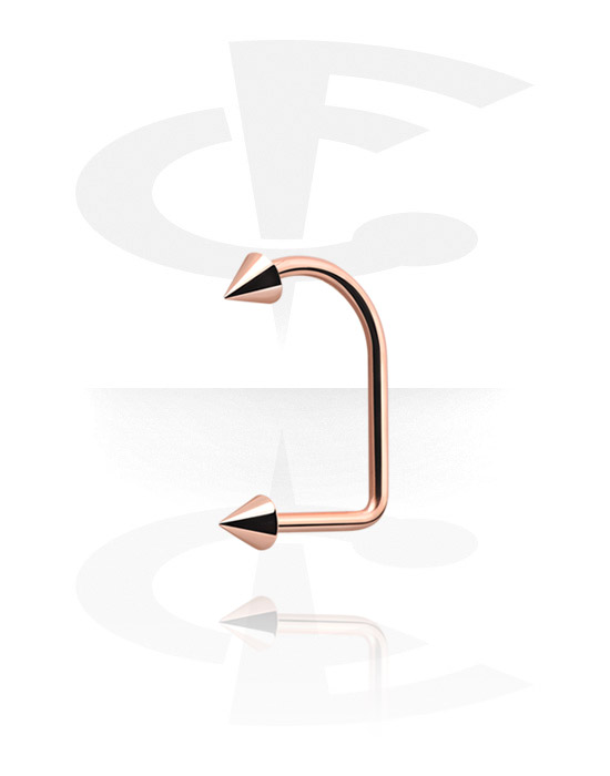 Labretter, Lip Hoop with Cones, Rosegold Plated Steel