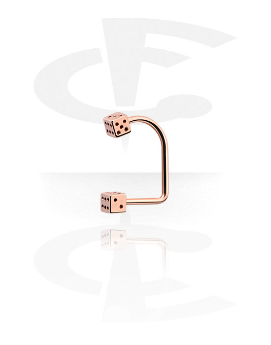 Labrets, Lip Hoop with dice attachment, Rose Gold Plated Surgical Steel 316L