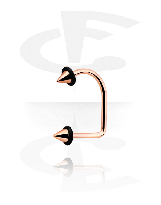 Labrets, Lip Hoop with Ufo Cones, Rose Gold Plated Surgical Steel 316L