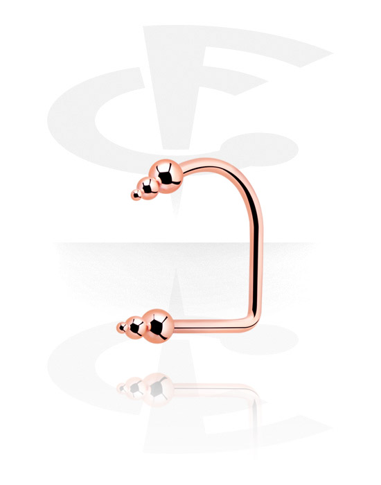 Labretit, Lip Hoop with Pyramids, Rosegold Plated Steel
