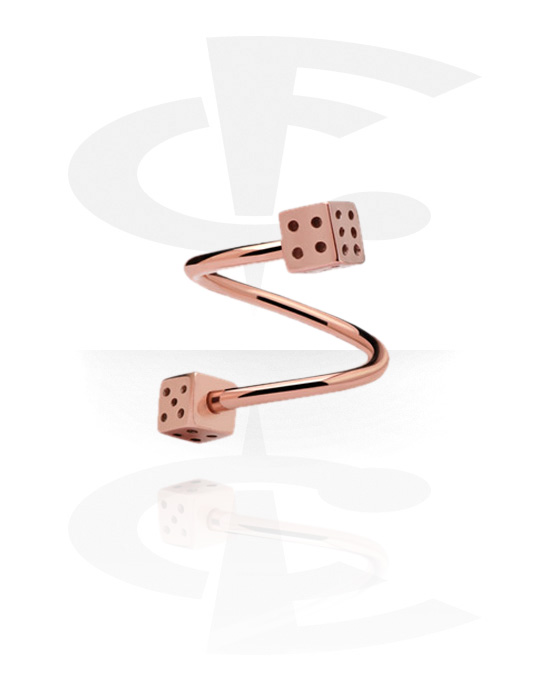 Spirals, Spiral with dice attachment, Rose Gold Plated Surgical Steel 316L