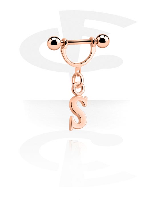 Nipple Piercings, Nipple Shield with charm, Rose Gold Plated Surgical Steel 316L, Plated Brass