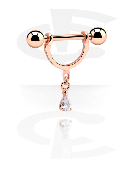 Piercings pezón, Nipple Shield with Charm, Rosegold Plated Steel