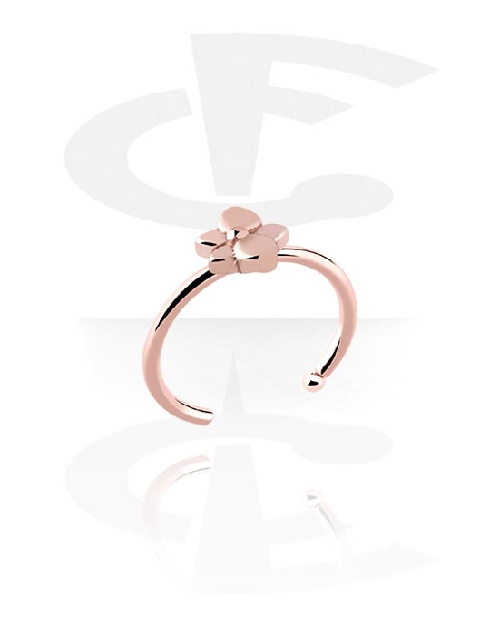 Näspiercingar, Open nose ring (surgical steel, rose gold, shiny finish) med blommig design, Roséförgyllt kirurgiskt stål 316L