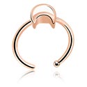 Nesestaver og -ringer, Åpen nesering (kirurgisk stål, rosegull, skinnende finish) med månefeste, Rosegold Plated Surgical Steel 316L