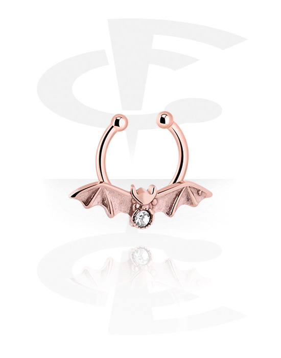 Fake Piercings, Fake septum with crystal stones, Rose Gold Plated Surgical Steel 316L