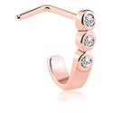 Næsesmykker og septums, L-formet næsestud (kirurgisk stål, rosenguld, blank finish) med krystaller, Rosaforgyldt kirurgisk stål 316L