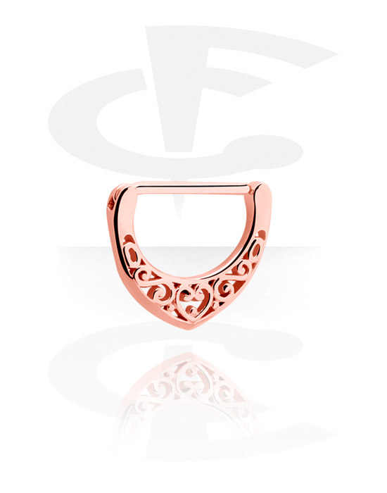 Piercingové šperky do bradavky, Clicker na bradavky, Chirurgická ocel 316L pozlacená růžovým zlatem