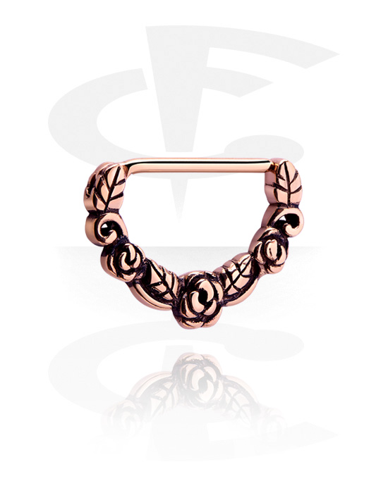 Pírsingové šperky do bradavky, Clicker do bradavky, Chirurgická oceľ 316L pozlátená ružovým zlatom