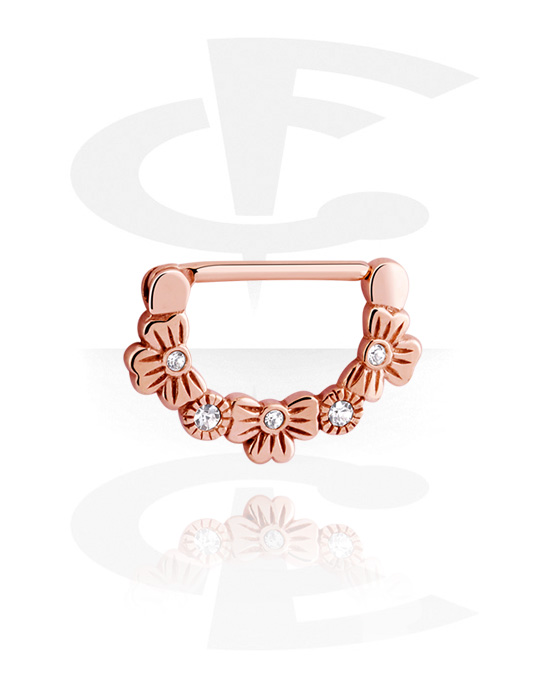Pírsingové šperky do bradavky, Clicker do bradavky, Chirurgická oceľ 316L pozlátená ružovým zlatom