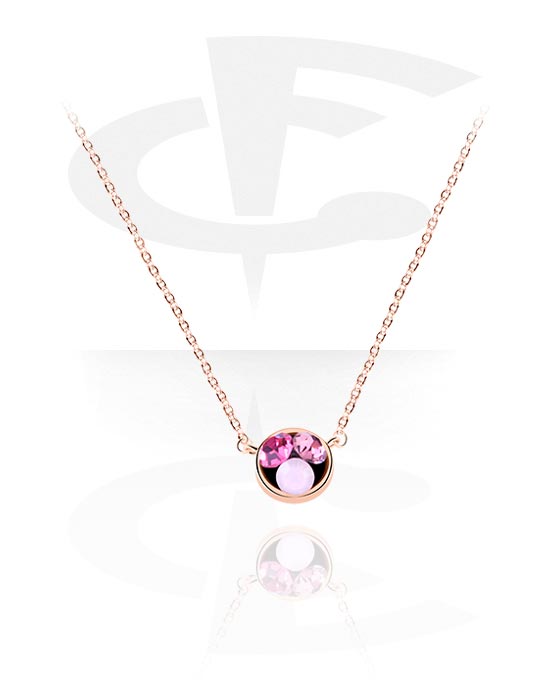 Necklaces, Fashion Necklace with pendant with crystal stones, Plated Brass