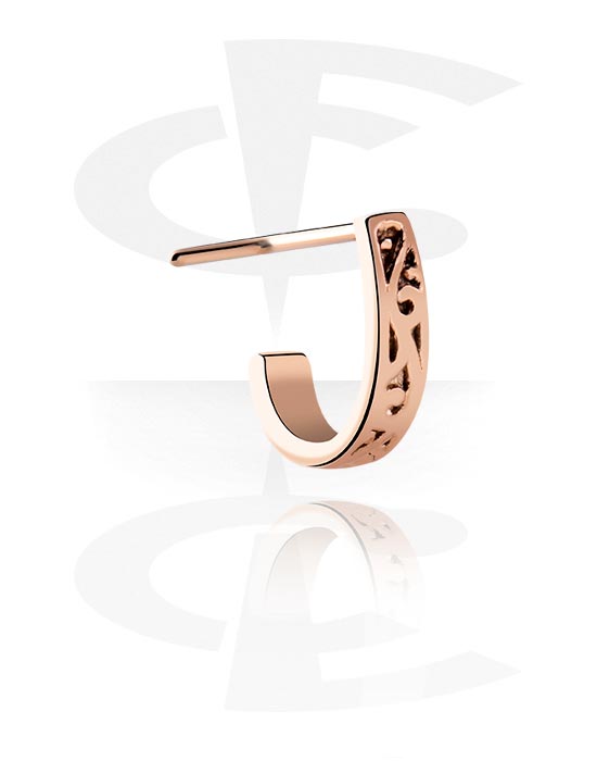 Nose Jewelry & Septums, L-shaped nose stud (surgical steel, rose gold, shiny finish), Rose Gold Plated Surgical Steel 316L