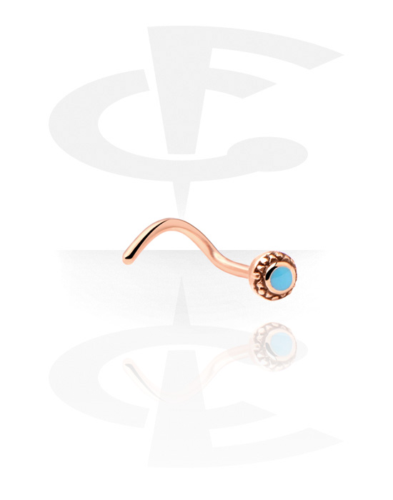 Nose Jewellery & Septums, Curved nose stud (surgical steel, rose gold, shiny finish), Rose Gold Plated Surgical Steel 316L