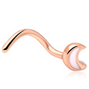 Næsesmykker og septums, Buet næsestud (kirurgisk stål, rosenguld, blank finish) med månefront, Rosaforgyldt kirurgisk stål 316L
