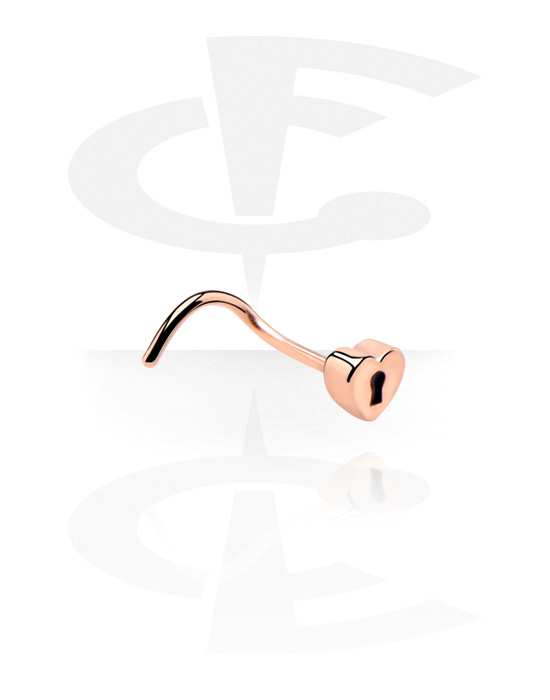 Nose Jewellery & Septums, Curved Nose Stud, Rose Gold Plated Steel
