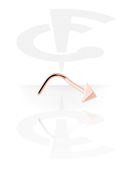 Nosovky a krúžky do nosa, Zahnutá nosovka (chirurgická oceľ, ružové zlato, lesklý povrch), Chirurgická oceľ 316L pozlátená ružovým zlatom