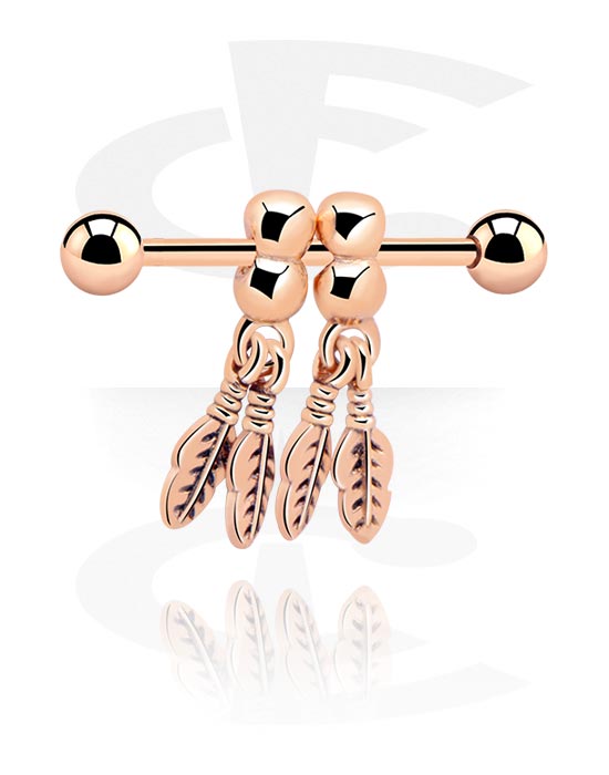 Mellbimbó piercingek, Mellbimbó barbell, Rózsa-aranyozott sebészeti acél, 316L