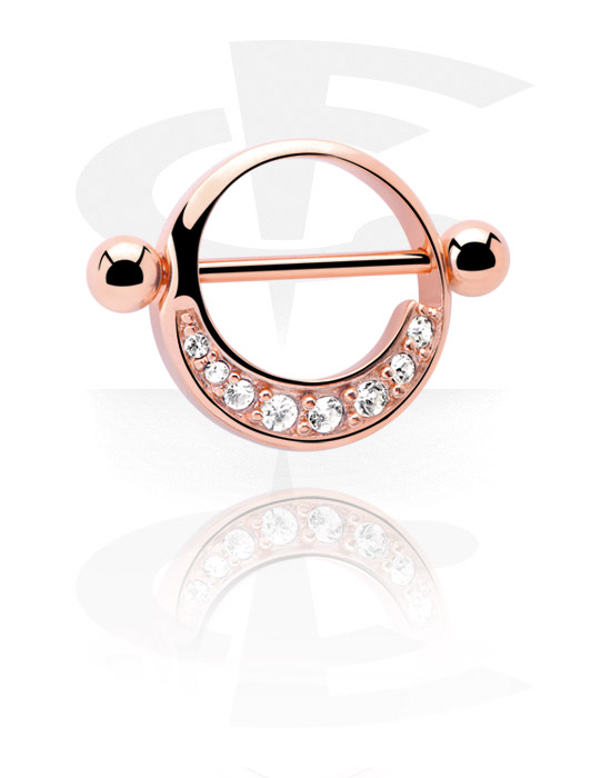 Pírsingové šperky do bradavky, Nipple Piercing, Chirurgická oceľ 316L pozlátená ružovým zlatom