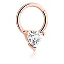 Alke za piercing, Kliker za piercing (kirurški čelik, ružičasto zlato, sjajna završna obrada) s kristalnim kamenjem, Kirurški čelik pozlaćen ružičastim zlatom 316L