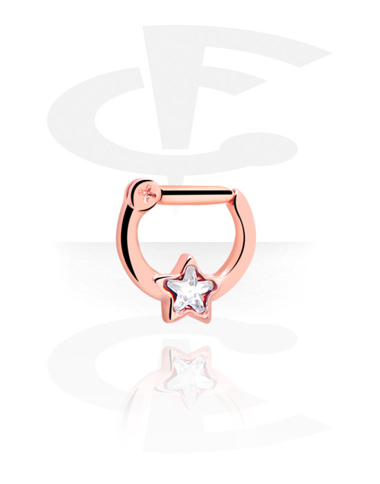 Nose Jewellery & Septums, Septum Clicker with Hinge, Rose Gold Plated Surgical Steel 316L